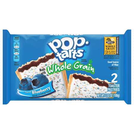 KELLOGGS Pop-Tarts Whole Grain Frosted Blueberry Pastry 2 Count, PK72 3800017199